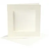 Passepartout-Karten mit Kuverts, Kartengröße 12,5x12,5 cm, Umschlaggröße 13,5x13,5 cm, Naturweiß, 10 Set/ 1 Pck