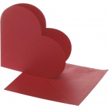 Karten in Herzform, Kartengröße 12,5x12,5 cm, Umschlaggröße 13,5x13,5 cm, Rot, 10 Set/ 1 Pck