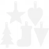Weihnachtsanhänger, H 23,5-26,5 cm, B 15,5-20,5 cm, Weiß, 15 Stk/ 1 Pck