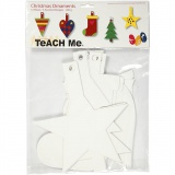 Weihnachtsanhänger, H 23,5-26,5 cm, B 15,5-20,5 cm, Weiß, 15 Stk/ 1 Pck