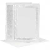 Karten zum Besticken, Kartengröße 10,5x15 cm, Umschlaggröße 11,5x16,5 cm, Weiß, 6 Set/ 1 Pck
