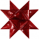 Papierstreifen für Sterne, L 86+100 cm, B 25+40 mm, D 11,5+18,5 cm, Rot, Rot mit Glitter, 16 Streifen/ 1 Pck