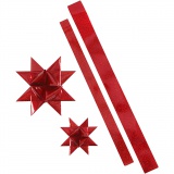 Papierstreifen für Sterne, L 86+100 cm, B 25+40 mm, D 11,5+18,5 cm, Rot, Rot mit Glitter, 16 Streifen/ 1 Pck