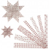 Papierstreifen für Fröbelsterne, L: 44+78 cm, B: 15+25 mm, D 6,5+11,5 cm, Rot, Weiß, 48 Streifen/ 1 Pck
