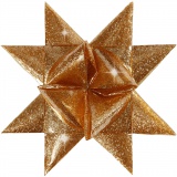 Papierstreifen für Sterne, L 86+100 cm, D 11,5+18,5 cm, B 25+40 mm, Gold mit Glitter, 16 Streifen/ 1 Pck