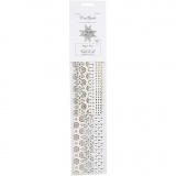 Papierstreifen für Fröbelsterne, L 44+78 cm, D 6,5+11,5 cm, B 15+25 mm, Gold, Weiß, 48 Streifen/ 1 Pck