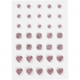 Strasssteine, rund, quadratisch, herzförmig, Größe 6+8+10 mm, Rosa, 35 Stk/ 1 Pck