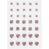 Strasssteine, rund, quadratisch, herzförmig, Größe 6+8+10 mm, Rosa, 35 Stk/ 1 Pck