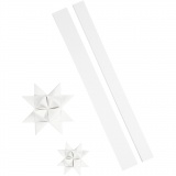 Papierstreifen für Sterne, L 86+100 cm, B 25+40 mm, D 11,5+18,5 cm, Weiß, 16 Streifen/ 1 Pck