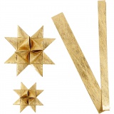 Papierstreifen für Flechtsterne, L 44+78 cm, D 6,5+11,5 cm, B 15+25 mm, Gold, 32 Streifen/ 1 Pck