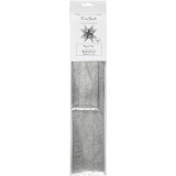 Papierstreifen für Flechtsterne, L 44+78 cm, B 15+25 mm, D 6,5+11,5 cm, Silber, 32 Streifen/ 1 Pck