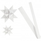 Papierstreifen für Flechtsterne, L 44+78 cm, D 6,5+11,5 cm, B 15+25 mm, Weiß, 32 Streifen/ 1 Pck