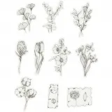 Motiv-Sticker, Blumen schwarz/weiß, Größe 30-50 mm, 30 Stk/ 1 Pck