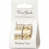 Washi Tape, Girlanden und Punkte, B 15 mm, Gold, 2x4 m/ 1 Pck