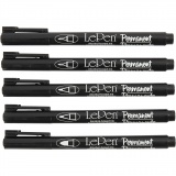 Permanent Marker, Strichstärke 2x0,6+2x0,8+1,3 mm, Schwarz, 5 Stk/ 1 Pck