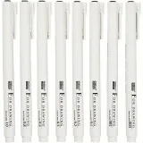 Fine Line Marker - Sortiment, Strichstärke 0,03+0,05+0,1+0,2+0,3+0,5+0,8+1,0 mm, Schwarz, 8 Stk/ 1 Pck