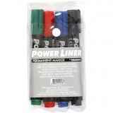 Power Liner, Strichstärke 1,5-3 mm, Schwarz, Blau, Grün, Rot, 4 Stk/ 1 Pck