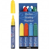 Poster Hobby Marker, Strichstärke 3 mm, Blau, Grün, Rot, Gelb, 4 Stk/ 1 Pck