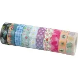 Washi Tape - Set, B 15 mm, 10x10 m/ 1 Pck