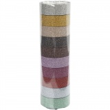 Glitzer-Klebeband, B 15 mm, Sortierte Farben, 10x6 m/ 1 Pck