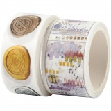 Washi Tape, Siegel- und Wettermotive, L 3+5 M, B 20+25 mm, 2 Rolle/ 1 Pck