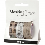 Washi Tape, Briefpost, L 5 M, B 15 mm, 3 Rolle/ 1 Pck