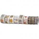 Washi Tape, L 3+5 M, B 15+25 mm, 9 Rolle/ 1 Pck