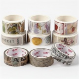 Washi Tape, L 3+5 M, B 15+25 mm, 9 Rolle/ 1 Pck