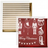 Deko- und Transferfolie, Nussknacker, Weihnachtsmann, Ballerina, Blatt 15x15 cm, Gold, Rot, Weiß, 4 Bl./ 1 Pck