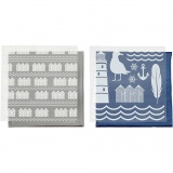Dekofolie mit Transferblatt, Leuchttürme, Blatt 15x15 cm, Blau, Silber, 2x2 Bl./ 1 Pck