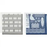 Dekofolie mit Transferblatt, Leuchttürme, Blatt 15x15 cm, Blau, Silber, 2x2 Bl./ 1 Pck