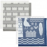 Dekofolie mit Transferblatt, Leuchttürme, Blatt 15x15 cm, Blau, Silber, 2x2 Bl./ 1 Pck