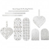 Flechtherzen, Größe 12,5x11,5 cm, 120 g, Silber, Weiß, 8 Set/ 1 Pck