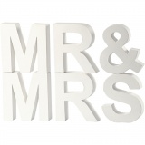 Buchstaben, MR & MRS, H 17,5 cm, T 4,5 cm, Weiß, 1 Set