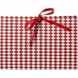 Geschenkverpackung, Harlekin-Muster, Größe 15x7x8 cm, 250 g, Rot, Weiß, 3 Stk/ 1 Pck