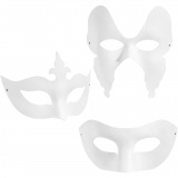 Masken - Sortiment, H 10-20 cm, B 18-20 cm, Weiß, 3x4 Stk/ 1 Pck