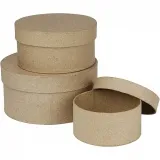 Runde Schachteln , H 5+6,5+7,5 cm, D 10+13+16 cm, 3 Stk/ 1 Set