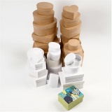 Schachteln aus Pappe, Größe 6,5-18 cm, Braun, Weiß, 30 Stk/ 1 Set