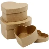 Herzförmige Schachteln, H 5+6,5+7,5 cm, B 10+12,5+15 cm, 3 Stk/ 1 Set