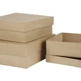 Pappschachtel-Set, Quadratisch, H 5+6+7,5 cm, Größe 16+18+20 cm, 3 Stk/ 1 Set