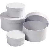 Runde Schachteln , Größe 8x4 + 10x5 + 12x6 + 14x7 cm, Weiß, 4 Stk/ 1 Set