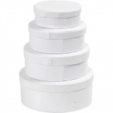 Schachteln Oval, H 4+5+6+7 cm, L 10+12+14+16 cm, Weiß, 4 Stk/ 1 Set