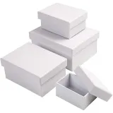 Rechteckige Schachteln, Größe 7,5x5x3,5 + 9,5x7x4,5 + 11,5x8,5x5,5 + 14x11x6,5 cm, Weiß, 4 Stk/ 1 Set