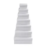 Quadratische Schachteln, Größe 9x9x4,5 + 11x11x5,0 + 13x13x5,5 + 15x15x6,0 + 17x17x6,5 + 19x19x7,0 + 21x21x7,5 cm, Weiß, 7 Stk/ 1 Set