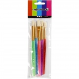 Pinsel für Kinder, 8+12+18, L 14-16 cm, B 5-10 mm, Flach,rund, Sortierte Farben, 5 Stk/ 1 Pck