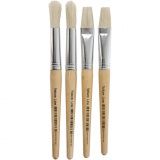 Pinsel für Kinder, 15, L 18,5+19,5 cm, B 11+17 mm, Flach,rund, 4 Stk/ 1 Pck