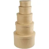 Hutschachtel-Set, rund, H 8+10+13+15+19 cm, D 16,5+18,5+24+28,5+35,5 cm, 5 Stk/ 1 Set