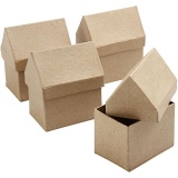 Schachteln in Hausform, H 10,5 cm, Größe 6x8,5 cm, 4 Stk/ 1 Pck