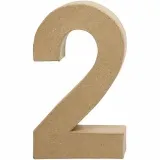 Zahl, 2, H 20,5 cm, B 12 cm, Dicke 2,5 cm, 1 Stk