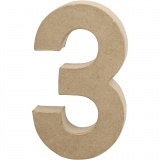 Zahl, 3, H 20,2 cm, B 11,8 cm, Dicke 2,5 cm, 1 Stk